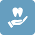 Dental care symbol with tooth and hand