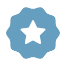 Star inside a blue circle badge