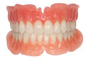 Full set of upper and lower dentures
