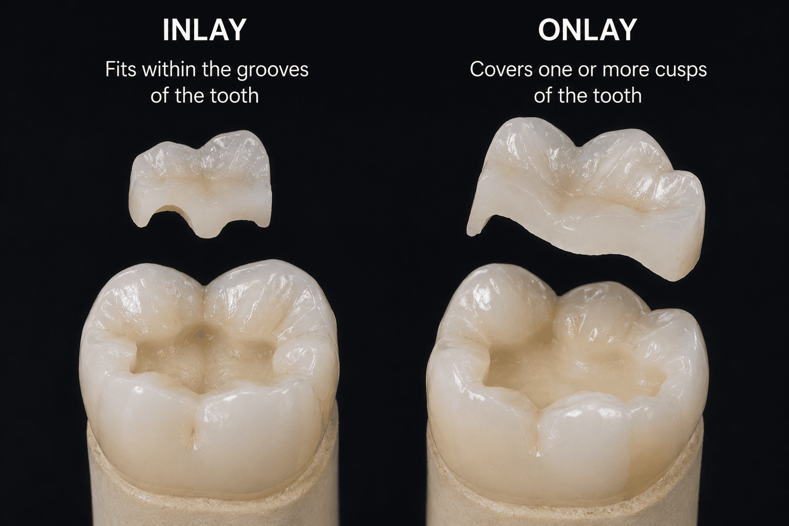 Dental inlay versus onlay restoration comparison